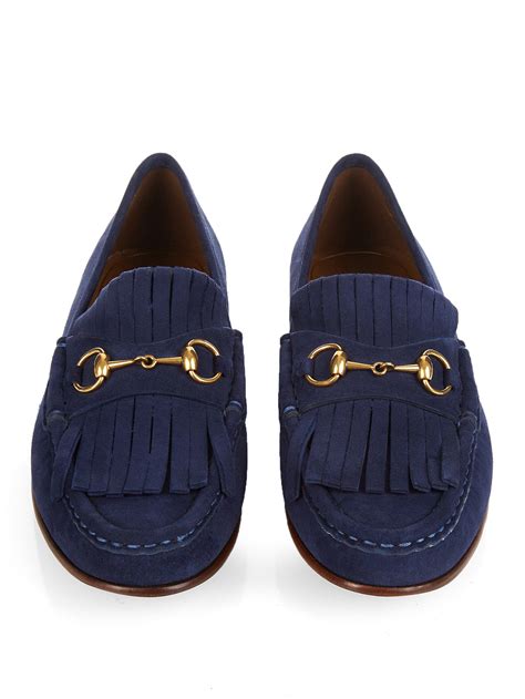 gucci blue suede loafers|blue Gucci loafers women's.